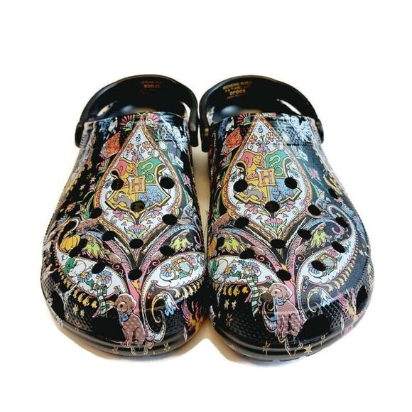 CROCS Classic Harry Potter Vera Bradley Clog Sandals Mens Size 13 Black Multi - Picture 7 of 11